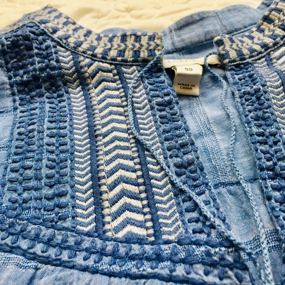 J.crew embroidered blue pleasant top - Picture 3 of 7